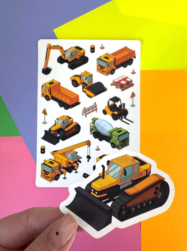 Label Sticker Contruction Construction Stickers • Sticker Sheet A5 • Vehicles & Building Site ...