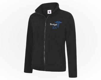 Custom Medical Assistant Ladies Jacket, Embroidered RN Zip Up Jacket, Personalized Nurse Workwear, Monogrammed Healthcare Graduation Fleece