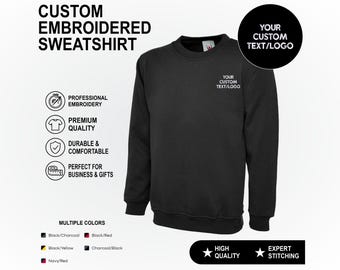 Sudadera con texto personalizado bordado, jersey con texto personalizado, jersey con nombre personalizado, sudadera de trabajo con logotipo de empresa, prenda superior para uniforme de empresa.