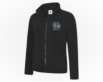 Embroidered RN Nurse Ladies Fleece Jacket, Personalized RN Name Zip Up Jacket, Nurse Graduation Gift, Custom Nurse Coat, Medical Staff Coat