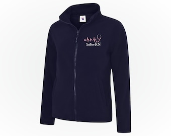 Nurse Ladies Jacket, Personalised Full Zip Nursing Coat, Custom RN LPN CNA Jacket, Embroidered Medical Jacket, Nurse Graduation Workwear Top