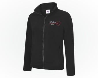 Personalised Full Zip Nursing Coat, Women Fleece Jacket, Custom RN LPN CNA Jacket, Embroidered Nurse Gift, Graduation Gifts for Nurse Jacket