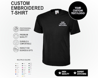 Personalised Embroidered Logo T Shirt, Custom Monogram Work Shirt, Company Uniform Workwear Top, Custom Embroidered Business Monogram Shirt