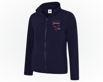 Personalised RN Ladies Fleece Jacket, Embroidered Nurse Graduation Jacket, Custom Medical Staff Jacket, Nurse Workwear Zip Jacket, Grad Gift