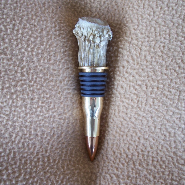 Deer Antler 50 Caliber Bullet Bottle Stopper