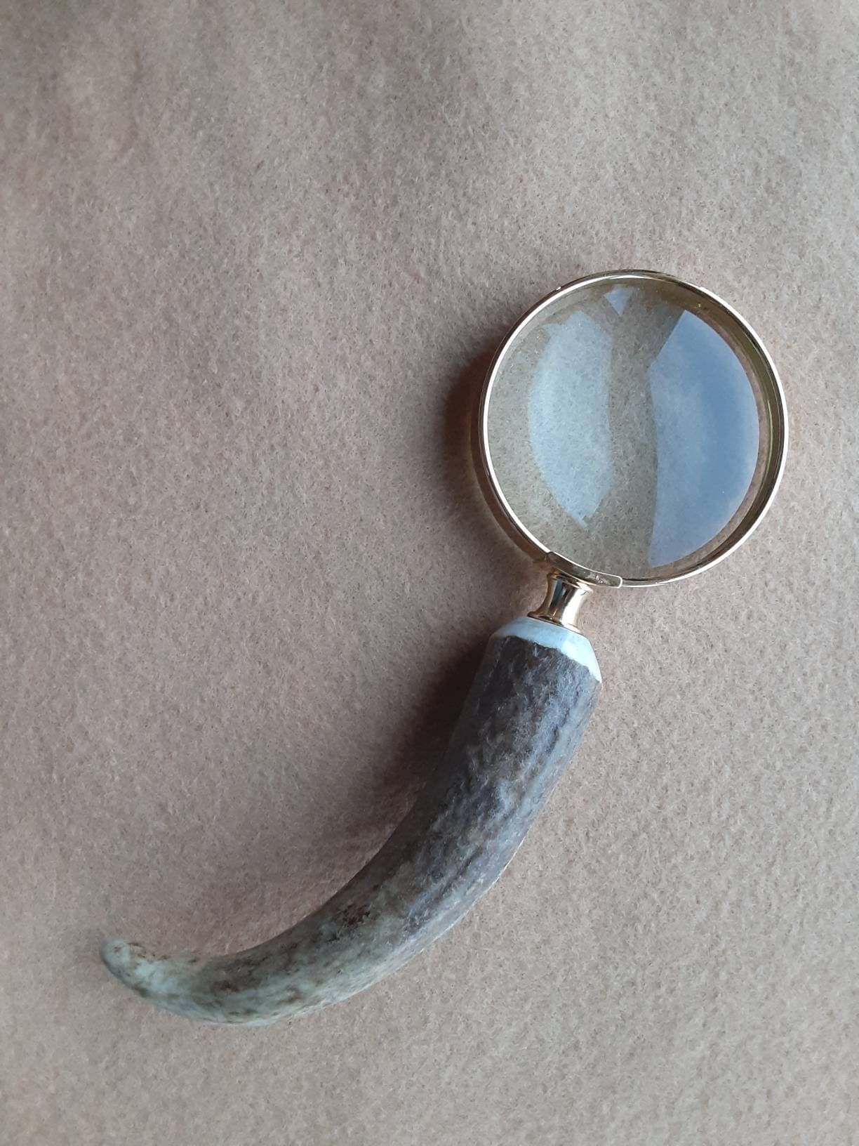 Large Antique Stag Antler / Horn Handle Magnifying Glass