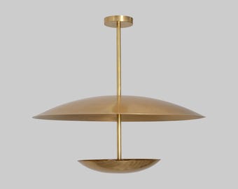 Modern Handcrafted Brass Pendant Light | Sculptural 5-Light Ceiling Lamp | Mid Century Chandelier