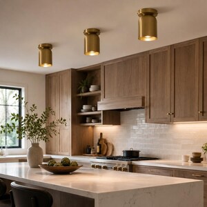 Brass Ceiling Light | Flush Mount Ceiling Light | Modern Spot Light | Kitchen Island Lamp image 4