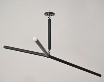Handmade Modern Black Arrow Linear Chandelier – Minimalist Industrial Ceiling Light Fixture