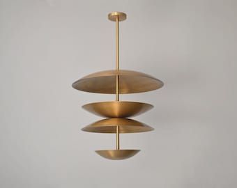 Modern Brass Pendant Light, Scandinavian UFO Chandelier, Mid Century Ceiling Light, Nordic Designer Lighting