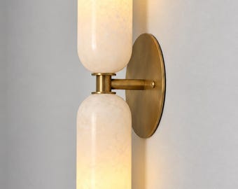 Wandleuchte aus Alabaster | Badezimmer-Wandleuchte | Wandleuchte im Mid-Century-Modern-Stil für Küche und Flur