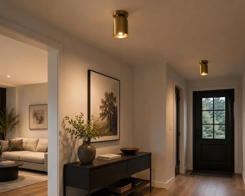 Brass Ceiling Light | Flush Mount Ceiling Light | Modern Spot Light | Kitchen Island Lamp image 6