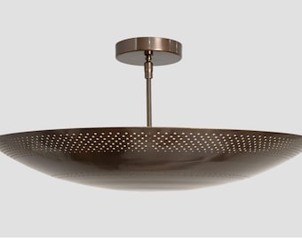 Perforated Brass Flush Mount Ceiling Light | Mid Century Modern Fixture |  Minimal Ceiling Lamp