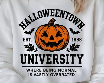 Halloweentown University PNG SVG: Vintage Pumpkin Halloween, Funny Spooky Quote (Digital Download)