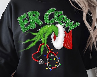 ER Crew PNG: Glitter Funny Nurse, Medical Christmas Stethoscope Lights (Digital Download)