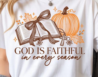 Fall Christian Pumpkin PNG, God Is Faithful Bible & Bow Autumnr (Digital Download)