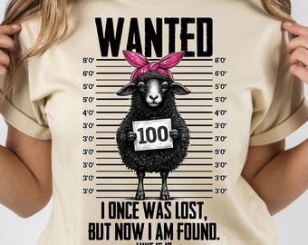 Wanted Sheep Christian PNG –  Faith Humor Mugshot Funny Sublimation Digital Download