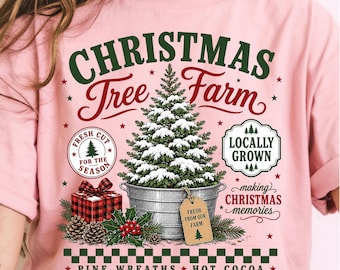 Christmas Tree Farm PNG, Vintage Farmhouse Holiday Pine Tree Shirt Design (Digital Download)