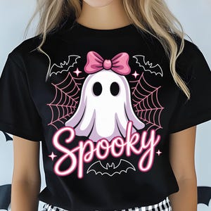 Pink Coquette Ghost PNG: Spooky Halloween Bats & Spiderwebs (Digital Download)