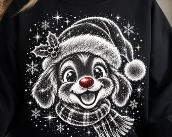 Retro Christmas Dog PNG, Vintage Winter Holiday Sublimation (Digital Download)
