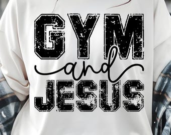 Gym en Jezus png, vintage christelijke fitnesssublimatie (digitale download)