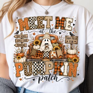 Meet Me at the Pumpkin Patch PNG, Ghost Fall Truck, Leopard Plaid Autumn (Digital Download)