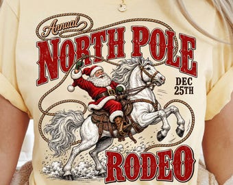 North Pole Rodeo Santa PNG, Western Christmas Cowboy Design (Digital Download)