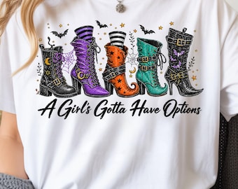 A Girls Gotta Have Options PNG, Halloween Witch Boots, Spooky Cowgirl Western Design (Digital Download)