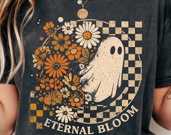 Eternal Bloom Ghost PNG, Vintage Halloween Retro Daisy Floral Spooky Season (Digital Download)