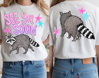 See Ya Soon Raccoon PNG, Funny Retro Animal Graphic, Trendy Sublimation Digital Download