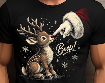 Vintage Halftone Reindeer PNG, Santa Hand Boop Funny Christmas Retro Rudolph (Digital Download)