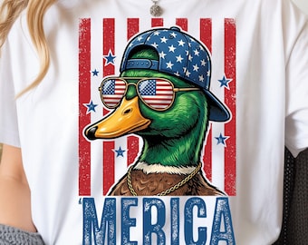 Funny Patriotic Duck PNG, ‘Merica Mallard 4th of July USA Sunglasses (Digital Download)