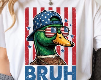 Patriotic Duck PNG, Bruh Meme Mallard, 4th of July (Digital Download)
