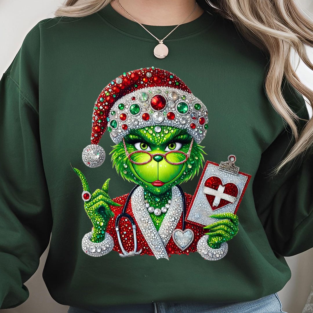 Grinch Radiology Christmas Nurse Grinch PNG | Funny Sparkly Nurse Sublimation Design ...