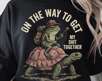 Funny Frog Turtle PNG, Sublimation Design (Digital Download)