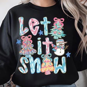 Let It Snow PNG: Winter Tree Coquette Glitter Snowman (Digital Download)