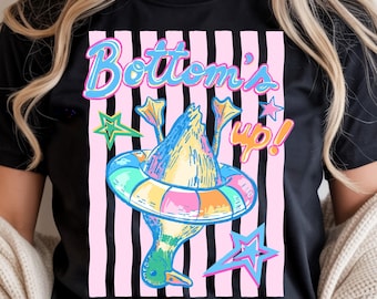 Bottoms Up Duck Pool Float PNG, Funny Summer Sublimation, Retro Beach Vacation (Digital Download)
