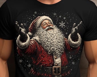 Vintage Santa Claus Halftone PNG, Retro Christmas Snowflake Shirt Design (Digital Download)