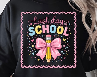 Last Day of School PNG, Teacher Pencil Bow Design (Digital Download)