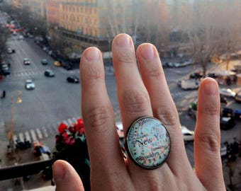 Custom MAP RING / Adjustable  / You Pick The Location / Any City / Vintage map Ring / Map Jewelry / unique gift for Her / gift boxed