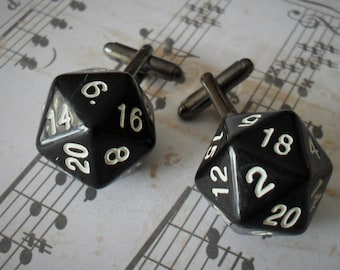 20 SIDED DICE CUFFLINKS / Gift for Him / Unique Gift / Upcycled / Reworked Vintage / Cool cufflinks / Unique cufflinks / Neat Cuff links