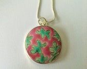 Antique Chinese POTTERY SHARD Pendant Necklace Botanical Design Recycled Porcelain Broken China pendant unique gift Gift Boxed