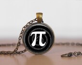Pi Symbol Pendant Necklace Pi Sign Gift for Her Nerd Gift Antique Brass Geek Gift Mathematics Necklace Black or white 3.14