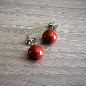 JASPER Simple Stud Earrings / Gemstone / Natural Stone Post Earringss / Stocking stuffer  / Gift Box