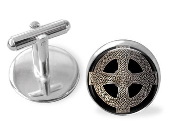 CELTIC CROSS CUFFLINKS / Silver Design / Gift for Him / Irish Cufflinks / 2 Sizes / Cuff Links / Scottish Cufflinks / groomsmen gift