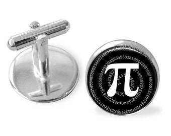 Pi SIGN CUFFLINKS / Mathematics Cuff Links  / Pi symbol / Gift For Scientist / Math teacher gift / Geek gift / 2 colours / Gift boxed / 3.14