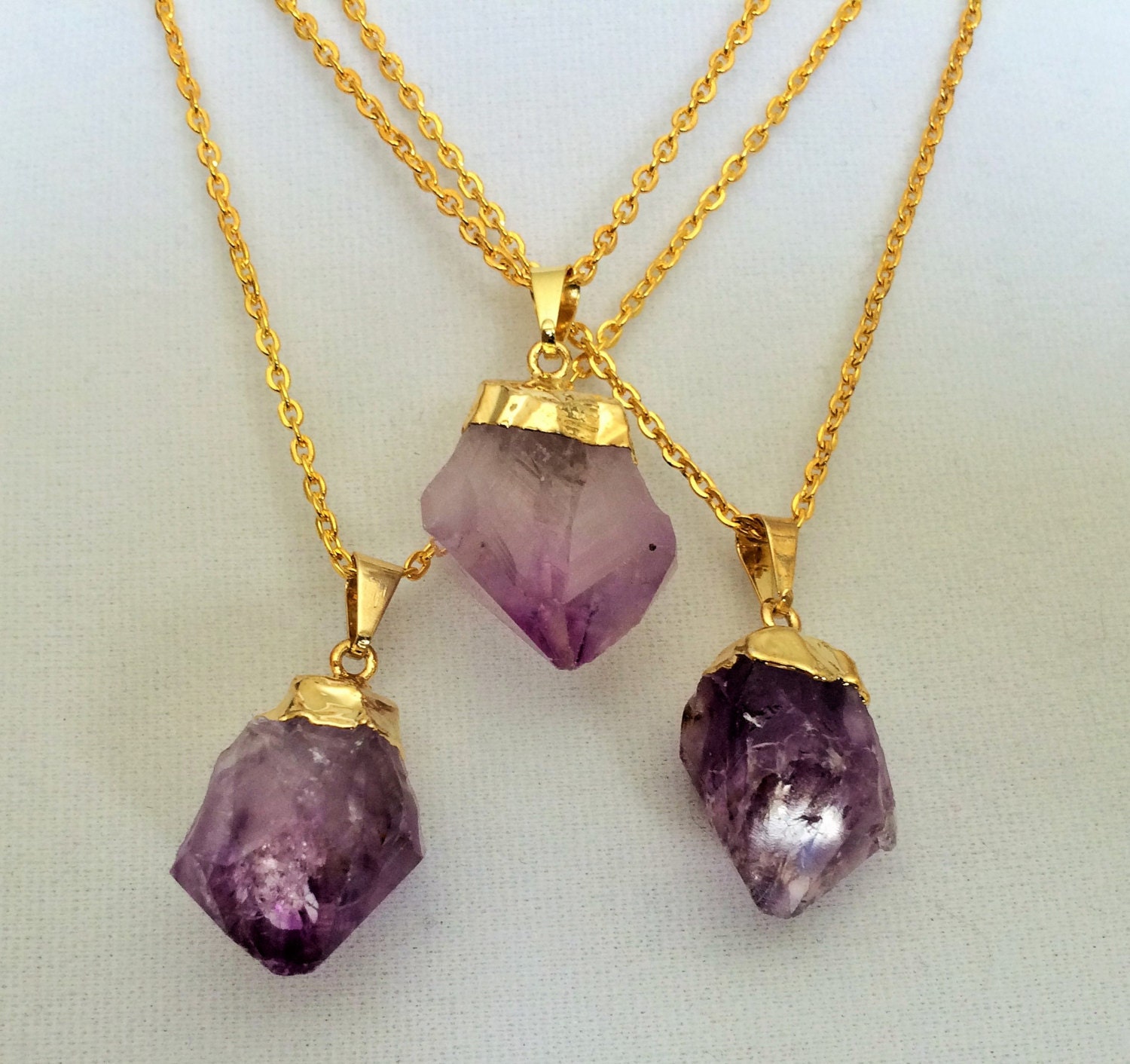 Gold Dipped RAW AMETHYST Crystal NECKLACE / Natural Amethyst - Etsy Canada