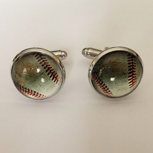 BASEBALL Cufflinks / Baseball player gift / Groomsmen Gift / Gift for Him / Sports Fan gift / Ball / Gift boxed image 1