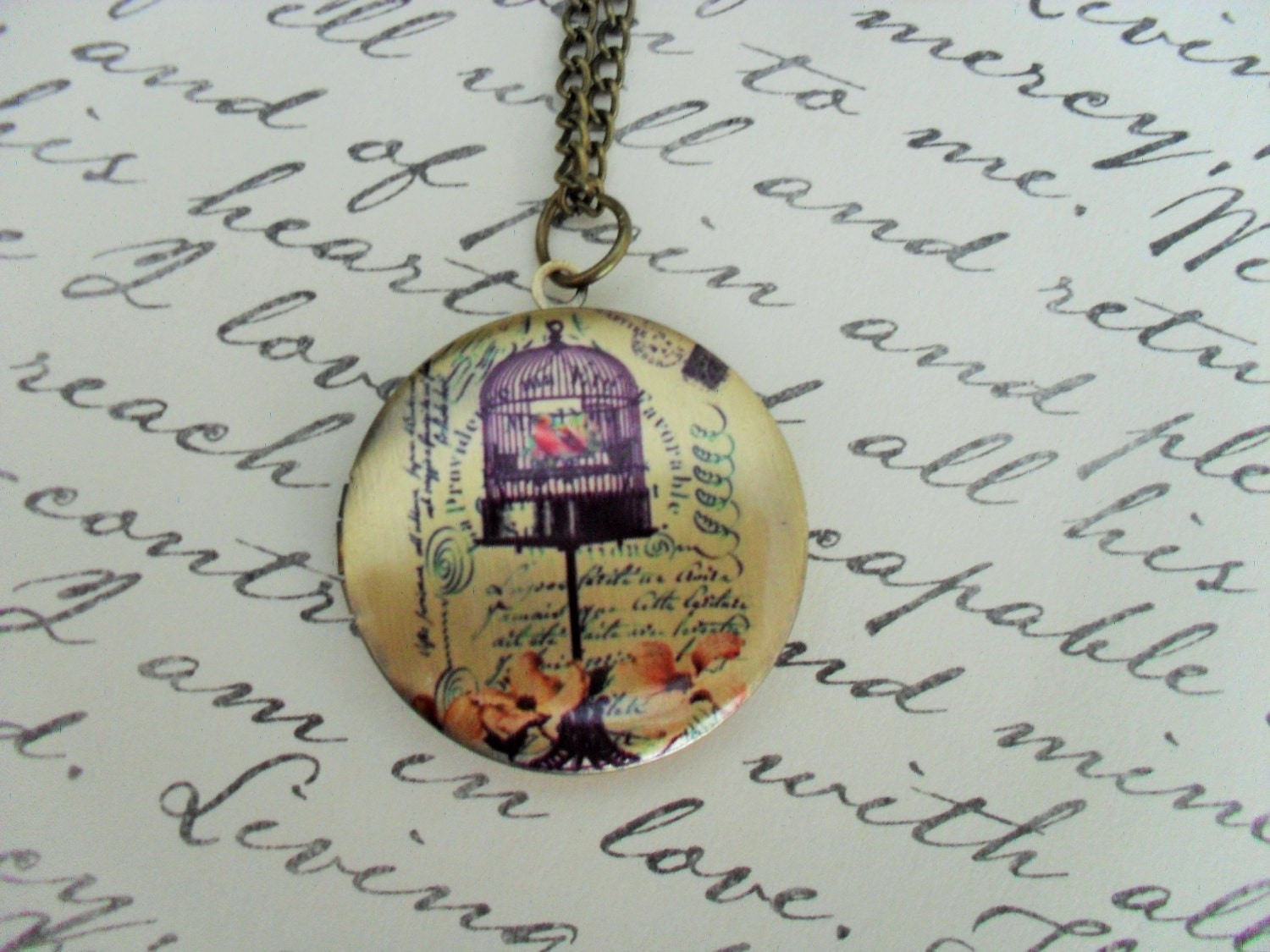 Victorian BIRD CAGE LOCKET Pendant Necklace / Picture Locket / Etsy