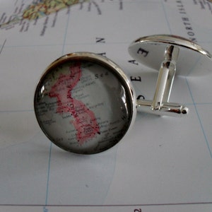 CORÉE Carte Silver CUFF LINKS / Fête des Pères / Cadeau de mariés / Cadeau personnalisé pour lui / Carte bijoux / Cadeau en boîte